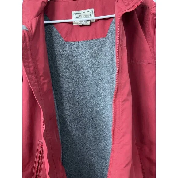 Vtg LL Bean Men's Medium Red Fleece Lined Warm Up Jacket Bomber Athleisure - Picture 3 of 4